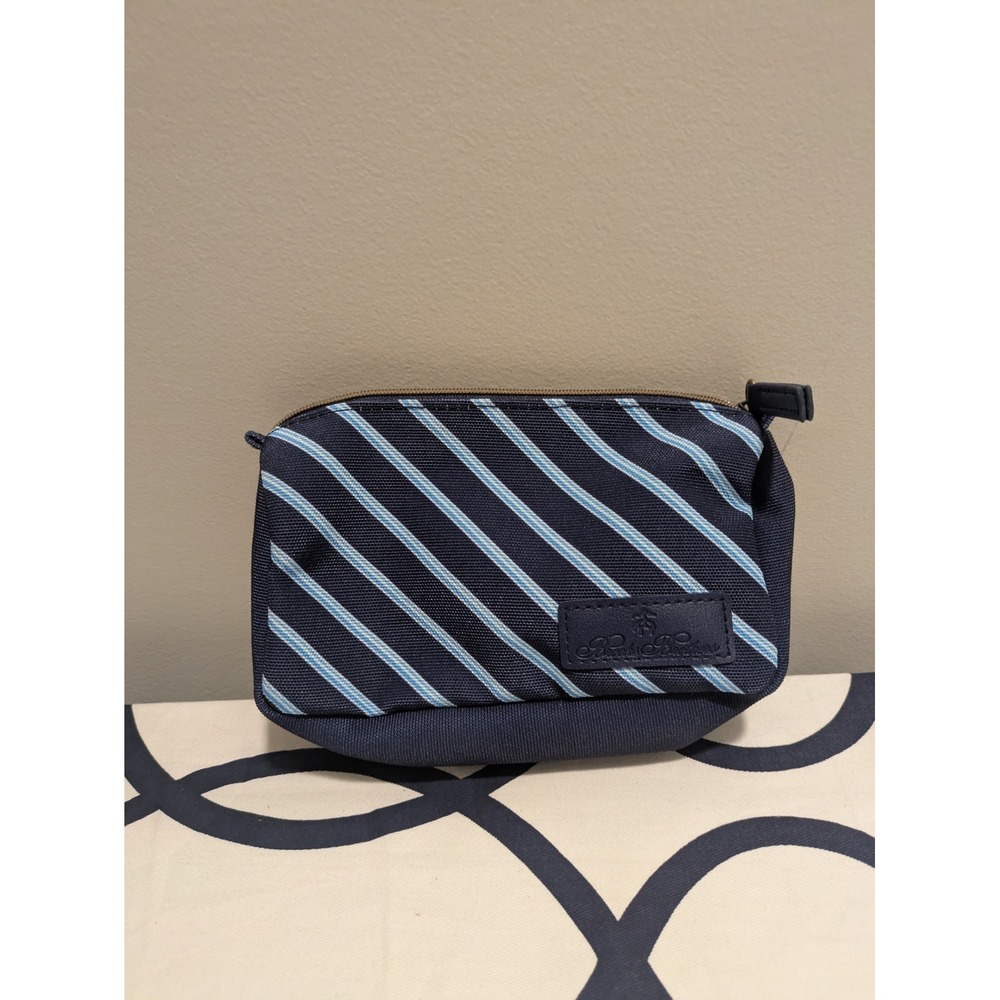 Brooks Brothers United Airlines Navy Blue Striped Amenity Kit Travel Pouch Bag